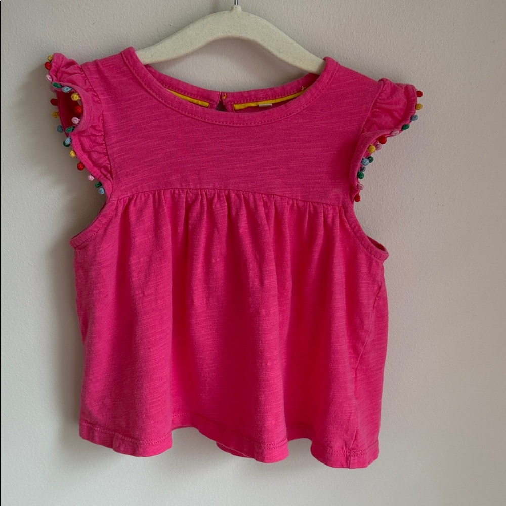 Set of 2 - Boden Frill Sleeve Pom Pom Tops